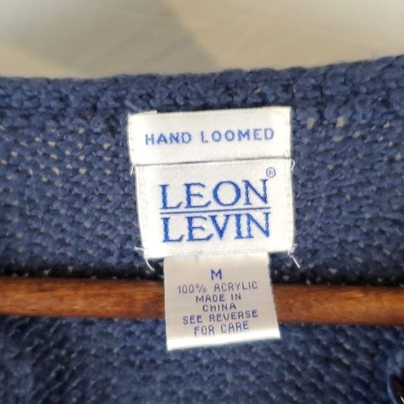 Vintage Handloomed‎ Leon Levin Blue Button Front Cardigan - Picture 4 of 7